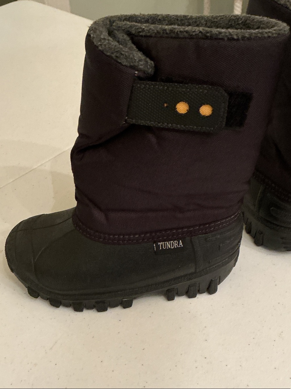 Tundra Kids Waterproof Winter Boots in Dark Purple and Black